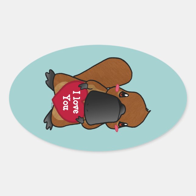 Niedliche Platypus Ovaler Aufkleber (Vorderseite)