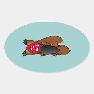 Niedliche Platypus Ovaler Aufkleber