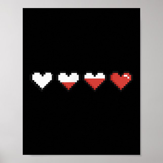 Niedliche Pocket Pixel Red Heart Valentine's Day Poster (Vorne)