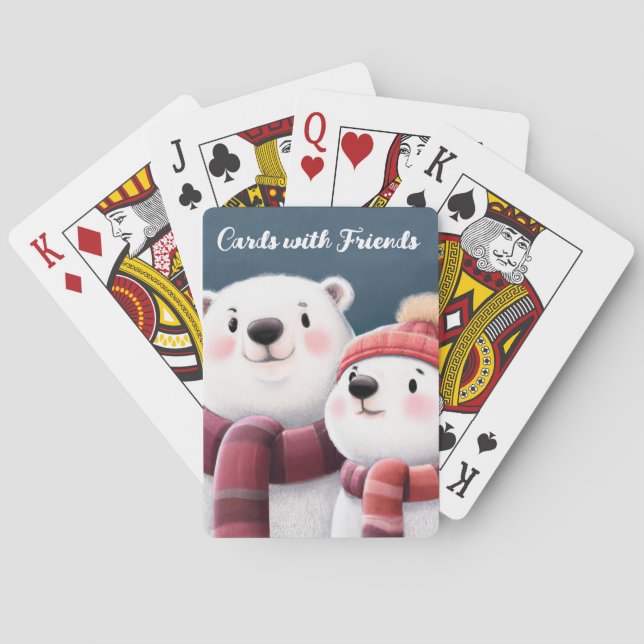 Niedliche Polar Bären-Kneipen mit Carven Spielkarten (Rückseite)