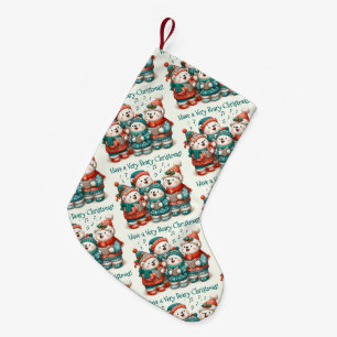 Niedliche Polar Bären Sing haben eine sehr schöne  Kleiner Weihnachtsstrumpf