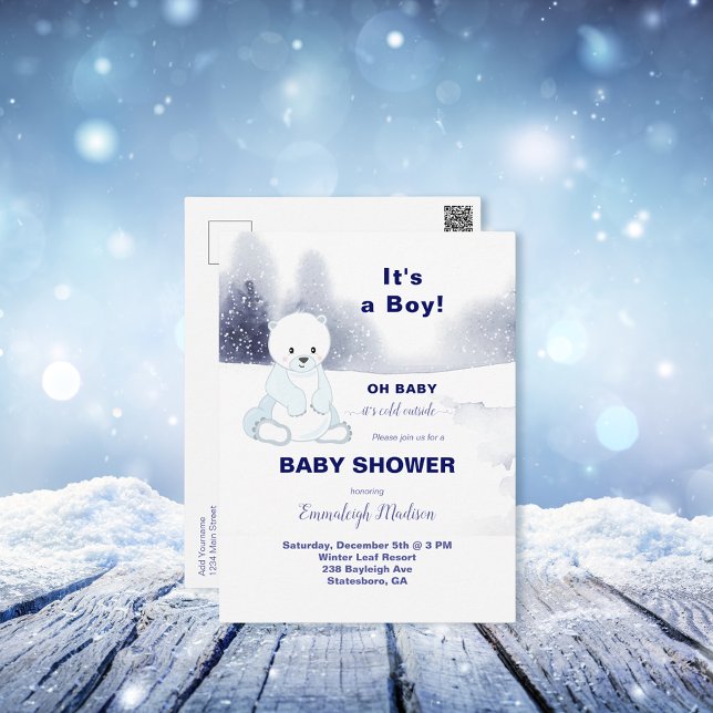 Niedliche Polar Bear Baby Dusche Postkarte (Von Creator hochgeladen)