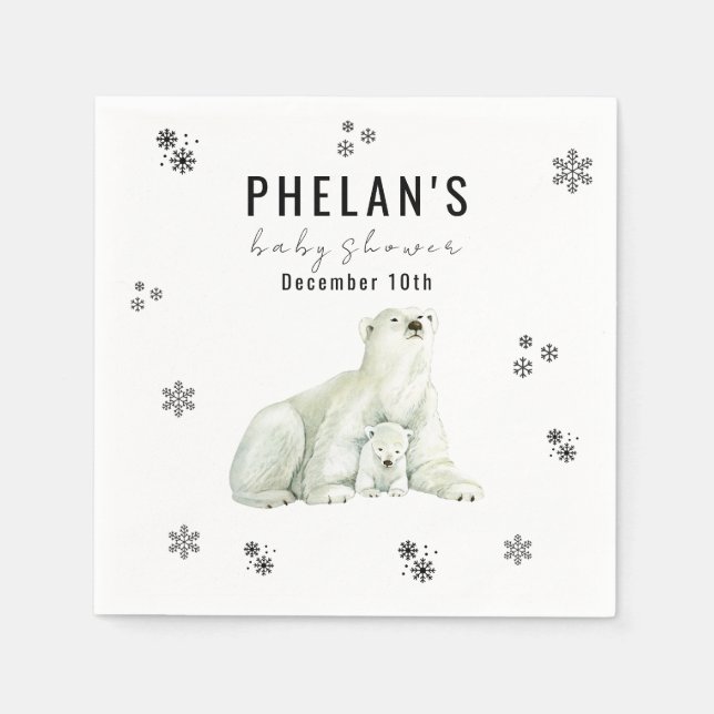 Niedliche Polar Bear Winter Baby Dusche Serviette (Vorderseite)