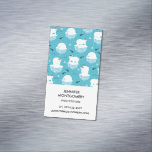 Niedliche Polarbären in Weihnachtsmannmützen Wei Magnetische Visitenkarte