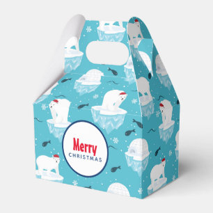 Niedliche Polarbären in Weihnachtsmannmützen Weihn Geschenkschachtel