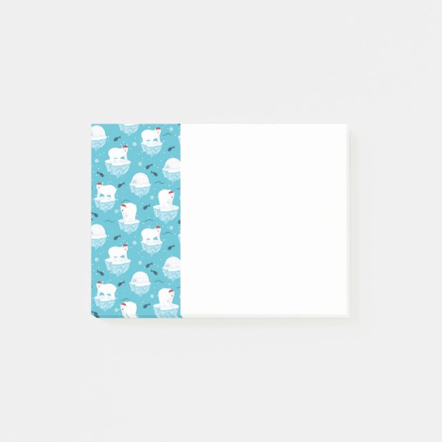 Niedliche Polarbären in Weihnachtsmannmützen Weihn Post-it Klebezettel (Vorderseite)