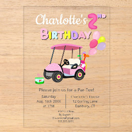 Niedliche Polka Dot Pink Girly Golf Acryleinladungen