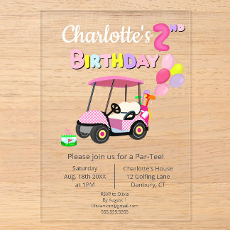 Niedliche Polka Dot Pink Girly Golf Acryleinladungen