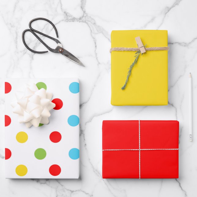 Niedliche Polka Dot Theme Geschenkpapier Set (Vorderseite)