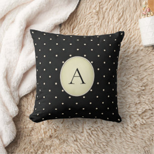 Niedliche Polka Dots (gelb) Mit Monogramm Kissen