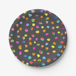 Niedliche Polka-Dots Regenbogenmädchen Party Pappteller