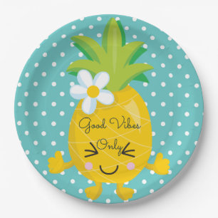 Niedliche Polka Dots und Ananas Pappteller