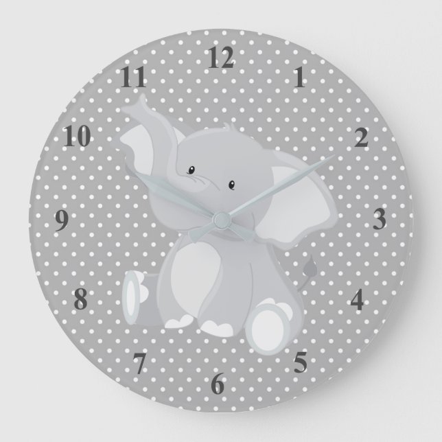 Niedliche Polka-Punkte Große Wanduhr (Vorderseite)