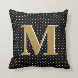 Niedliche Polka-Punkte, Schwarzes u. Gold, Kissen