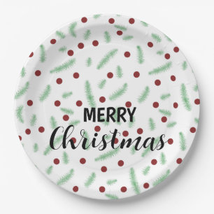 Niedliche Polska dot Christmas tree Red Green Pappteller