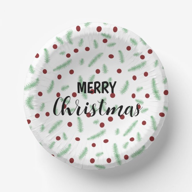 Niedliche Polska dot Christmas tree Red Green Pappteller (Vorderseite)