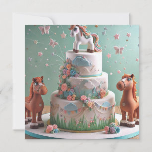 NIEDLICHE PONIEN THEMED GEBURTSTAGSKAKE EINLADUNG