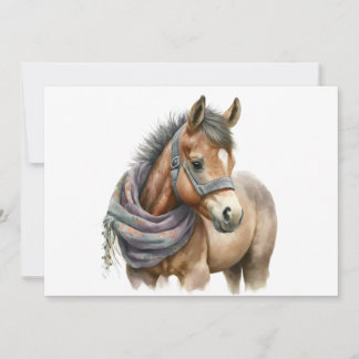 Niedliche Pony Wear Scarf Blank Grußkarte Einladung