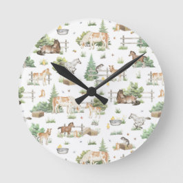 Niedliche Ponys Runde Wanduhr