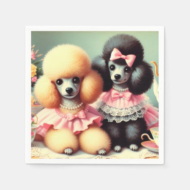 Niedliche Poodle-Illustration Serviette (Vorderseite)