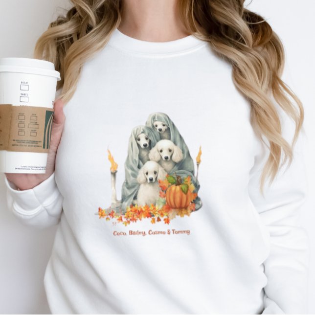 Niedliche Poodles-Familie Ghost Kostüm Personalisi Sweatshirt (Von Creator hochgeladen)