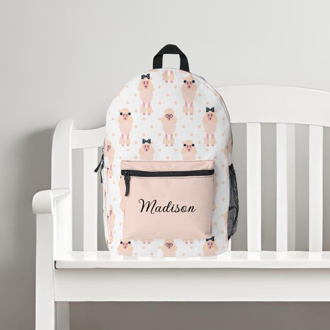 Niedliche Poodles mit Bows-Individuelle Name Bedruckter Rucksack (Von Creator hochgeladen)
