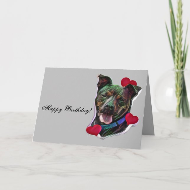Niedliche Pop Art Pit Bull Staffordshire Liebe Karte (Vorderseite)
