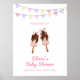 Niedliche Popcicle Bow Ice Cream Baby Dusche Willk Poster