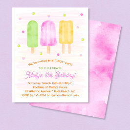 Niedliche Popsicles Girl Summer Birthday Einladung