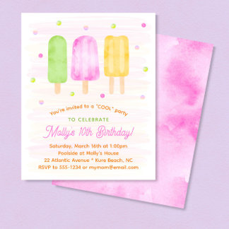 Niedliche Popsicles Girl Summer Birthday Einladung