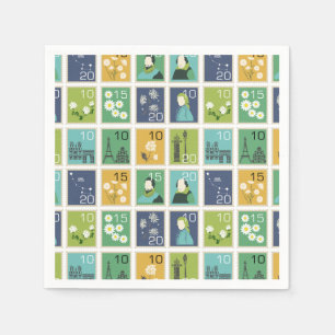 Niedliche Porto Briefmarke Papier Napkins Serviette