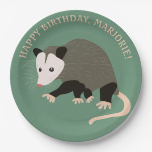 Niedliche Possum Illustration Light Green Personal Pappteller