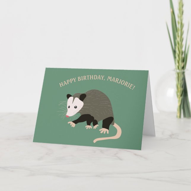 Niedliche Possum Illustration Personalisiert Gebur Karte (Vorderseite)