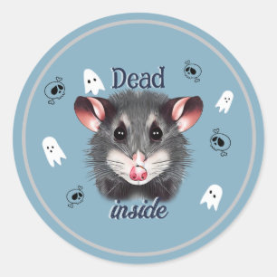 Niedliche Possum Tote Schädel und Geistersticker Runder Aufkleber