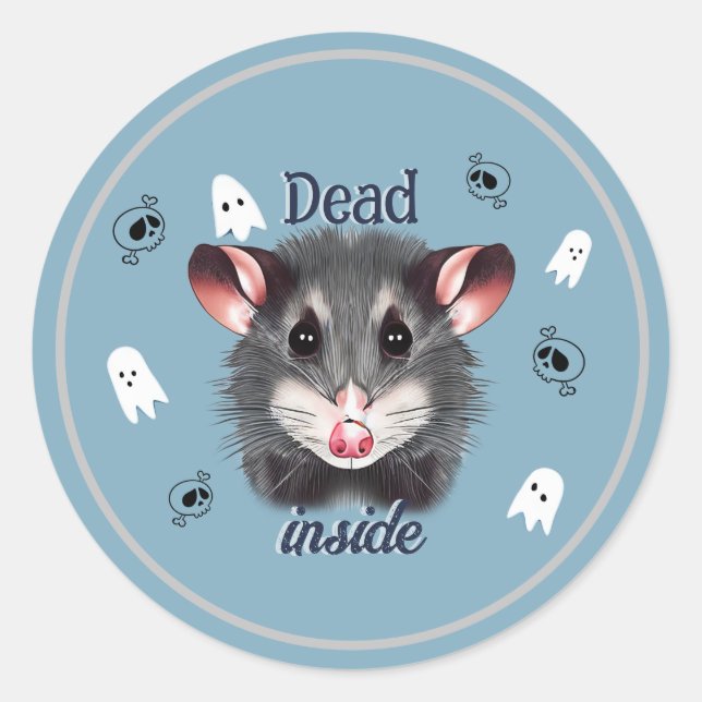 Niedliche Possum Tote Schädel und Geistersticker Runder Aufkleber (Vorderseite)