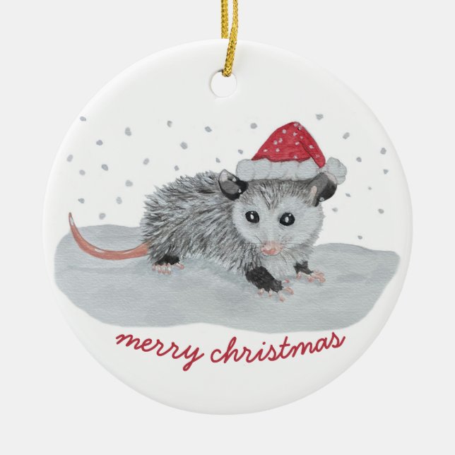 Niedliche Possum Weihnachtsfeier Keramik Ornament (Vorne)