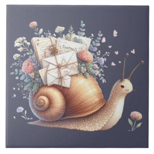 Niedliche Post-Illustration mit Blumen in Pastellf Fliese