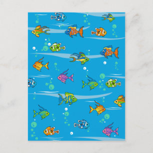 Niedliche Postkarte für tropische Fische