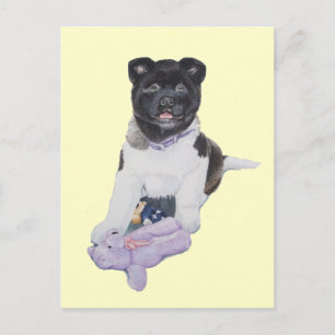Niedliche Postkarte für Welpen akita und Teddy-rea