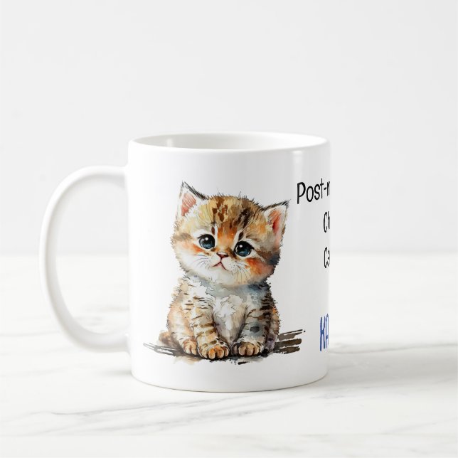 Niedliche postmenopausale kinderlose Katze Lady fü Kaffeetasse (Links)
