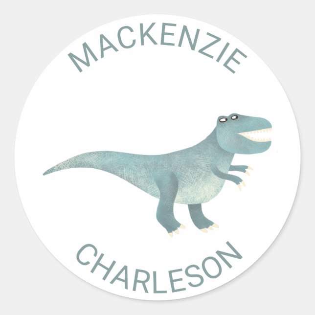 Niedliche prähistorische T-Rex Dinosaur Personalis Runder Aufkleber (Vorderseite)