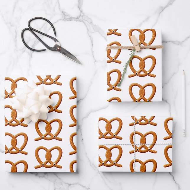 Niedliche Prätzel Zeichnend Drucke Geschenkpapier Set (Vorderseite)
