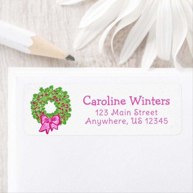 Niedliche Preppy Christmas Pink & Green Kranz-Adre (Insitu)