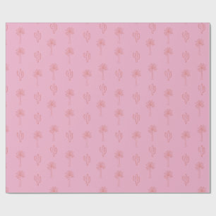 Niedliche Preppy Palm Trees und Cactus Retro Pink Geschenkpapier