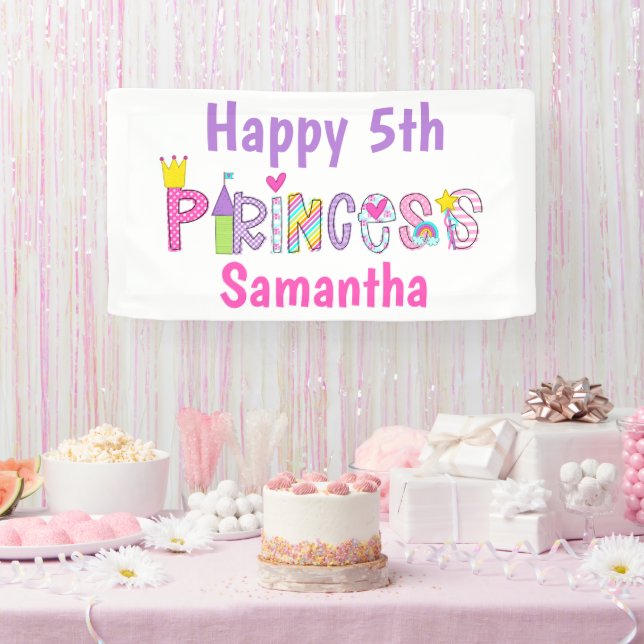 Niedliche Princess Alphabet Personalisiert Geburts Banner (Party)