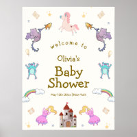 Niedliche Princess Dragon Unicorn Kinderdusche Wil