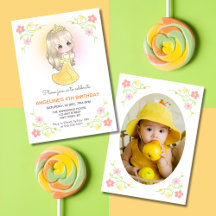 Niedliche Princess Orange Dress Floral Foto Geburt