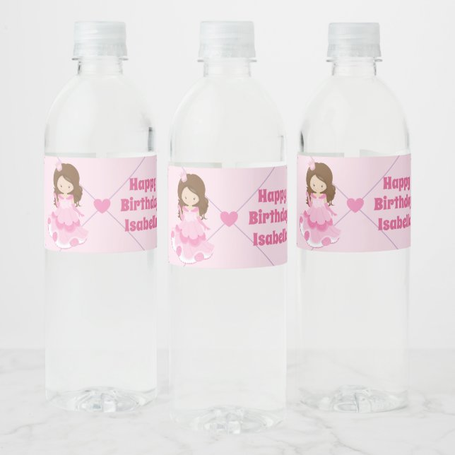 Niedliche Princess Personalisiert Pink Birthday Pa (Flaschen)