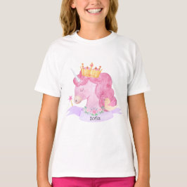 👑 Niedliche Princess Unicorn Individuelle Name T-Shirt