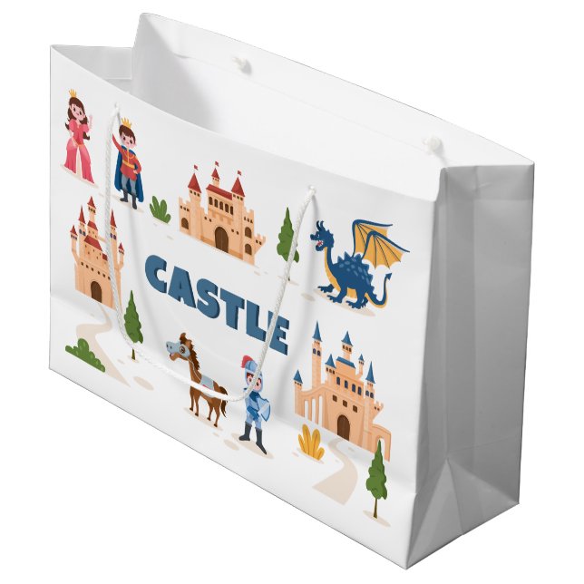 niedliche Prinzessenburg Große Geschenktüte (Vorderseite Schrägansicht)
